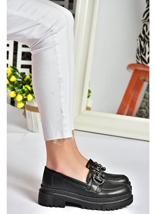 P6520343009 Siyah Kalın Tabanlı Kadın Günlük Ayakkabı - Görsel 3