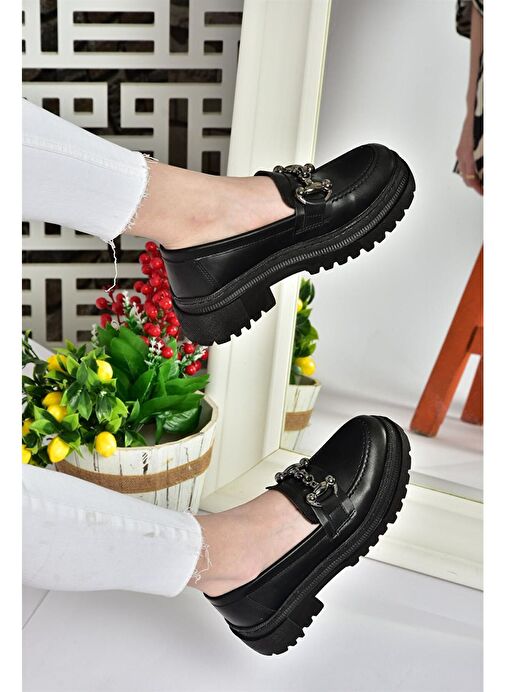 P6520343009 Siyah Kalın Tabanlı Kadın Günlük Ayakkabı - Görsel 4