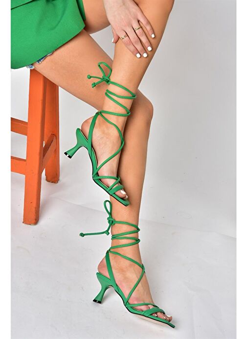 Fox Shoes Yeşil Kadın Topuklu Ayakkabı 10498 - Görsel 2