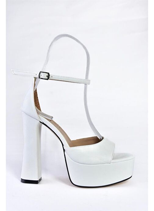 P404560709 Beyaz Platform Yüksek Topuklu Kadın Ayakkabı - Görsel 7