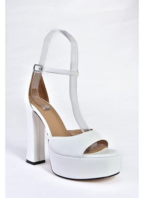 P404560709 Beyaz Platform Yüksek Topuklu Kadın Ayakkabı - Görsel 8