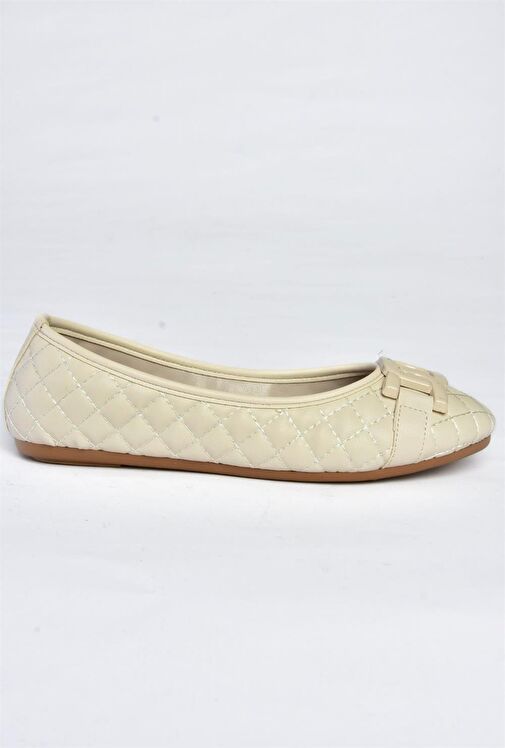 P250005209 Bej Kapitone Tokalı Günlük Kadın Babet - Görsel 5