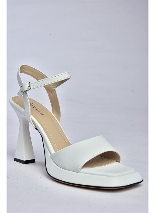 P282400409 Beyaz Kalın Topuklu Kadın Ayakkabı - Görsel 6