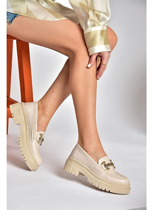 P6520343009 Bej Kalın Tabanlı Kadın Günlük Ayakkabı - Görsel 5