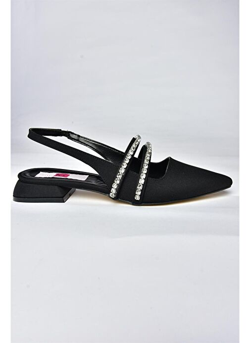 P820508004 Siyah Kumaş Taşlı Kadın Babet - Görsel 6