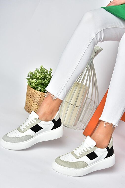 P274048809 Beyaz/Siyah Günlük Kadın Spor Ayakkabı Sneakers - Görsel 4