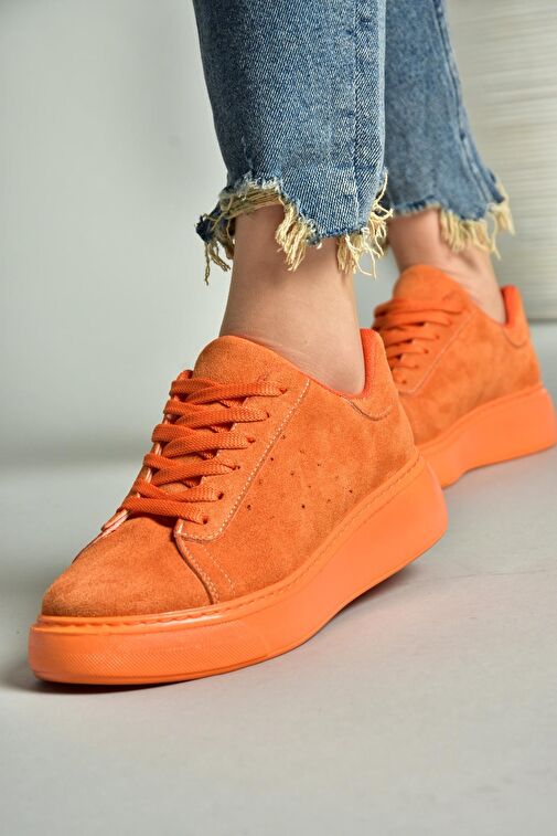 P602045002 Turuncu Süet Kadın Spor Ayakkabı Sneakers - Görsel 2