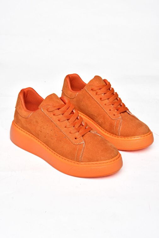P602045002 Turuncu Süet Kadın Spor Ayakkabı Sneakers - Görsel 8