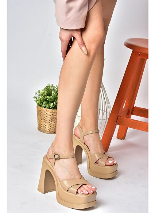 P820691009 Ten Kalın Topuklu Kadın Ayakkabı - Görsel 3