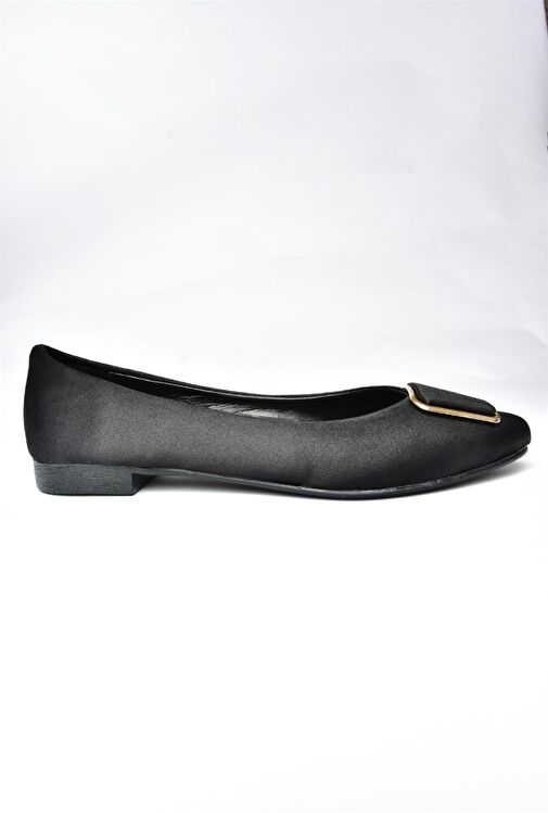 P726776304 Siyah Saten Kumaş Kadın Babet - Görsel 7