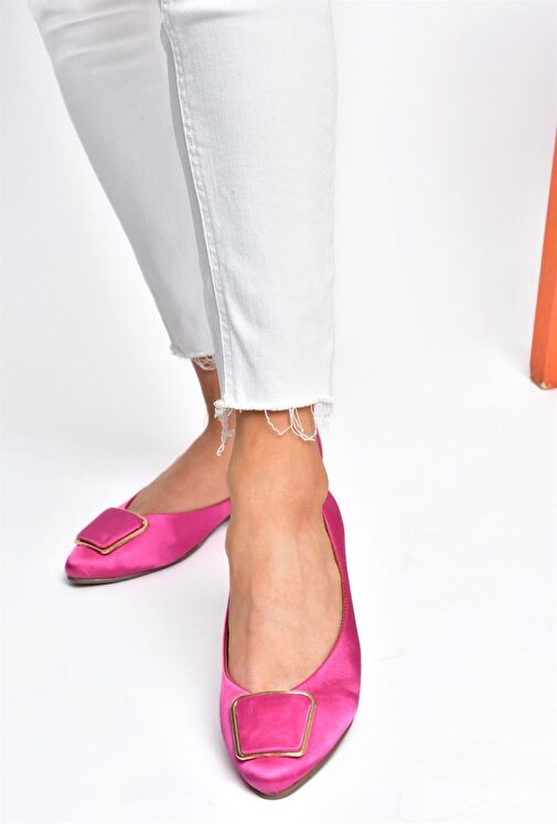 P726776304 Fuşya Saten Kumaş Kadın Babet - Görsel 2