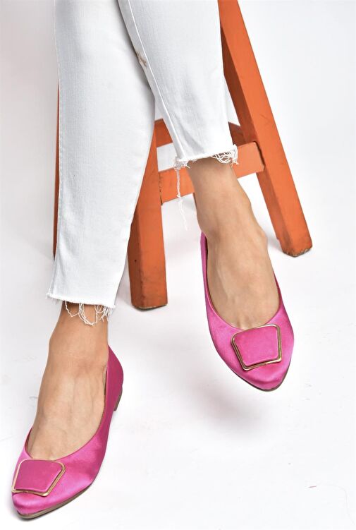 P726776304 Fuşya Saten Kumaş Kadın Babet - Görsel 3