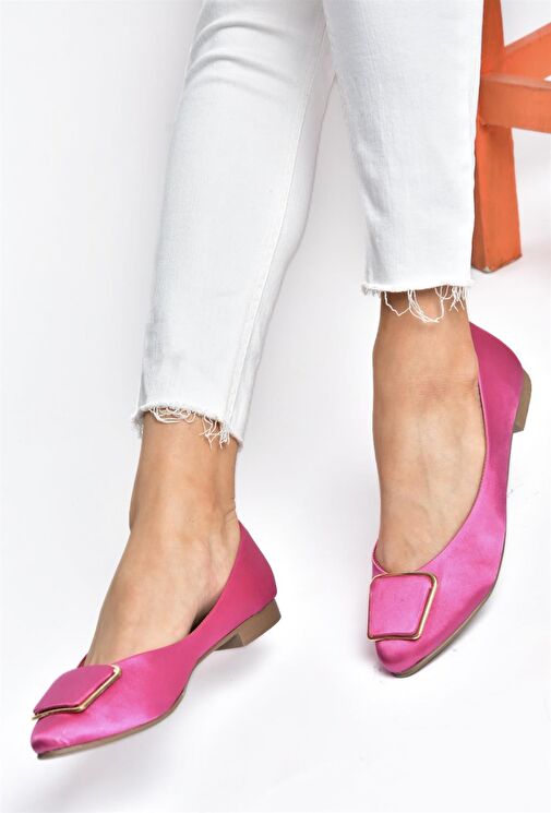 P726776304 Fuşya Saten Kumaş Kadın Babet - Görsel 4