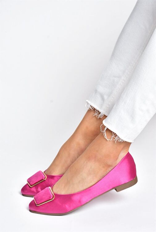 P726776304 Fuşya Saten Kumaş Kadın Babet - Görsel 5