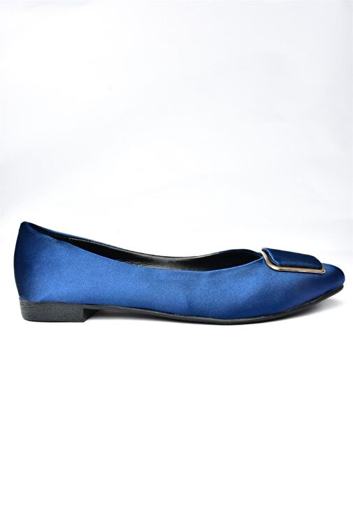 P726776304 Lacivert Saten Kumaş Kadın Babet - Görsel 7