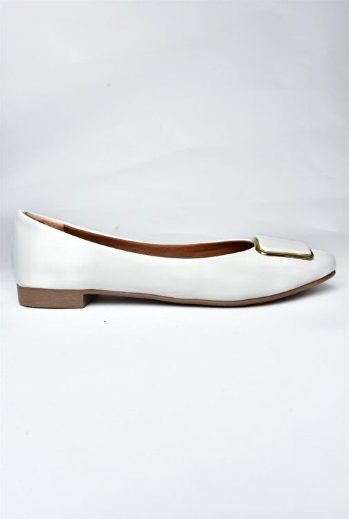 P726776309 Beyaz Toka Aksesuarlı Kadın Babet - Görsel 7