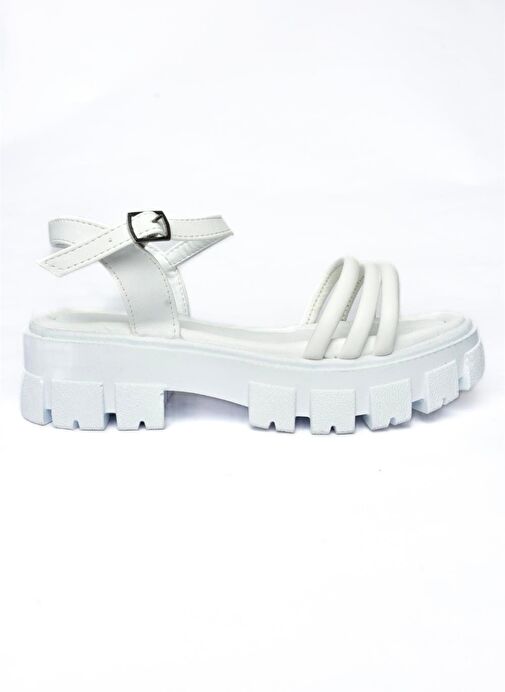 P973000409 Beyaz Kalın Tabanlı Sandalet - Görsel 7