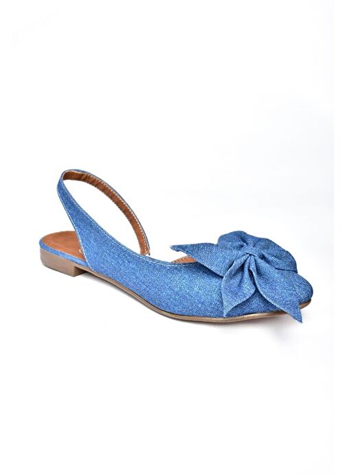 H726809004 Lacivert Kot Kumaş Kadın Babet - Görsel 5