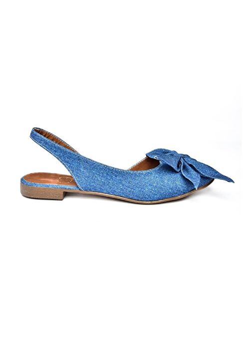 H726809004 Lacivert Kot Kumaş Kadın Babet - Görsel 6