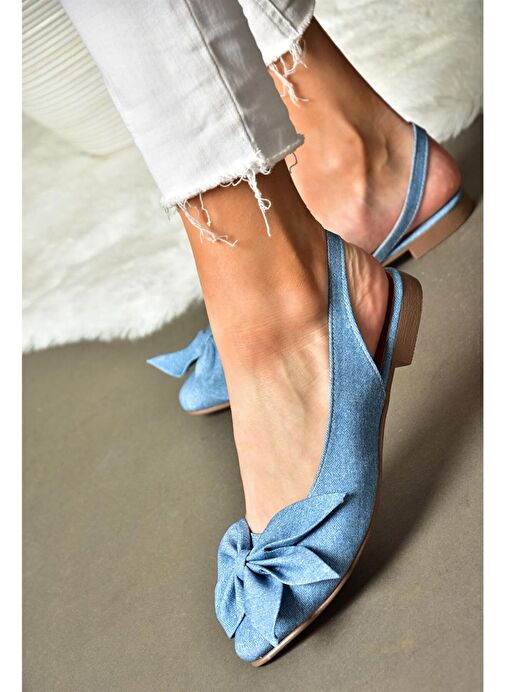 H726809004 Mavi Kot Kumaş Kadın Babet - Görsel 2