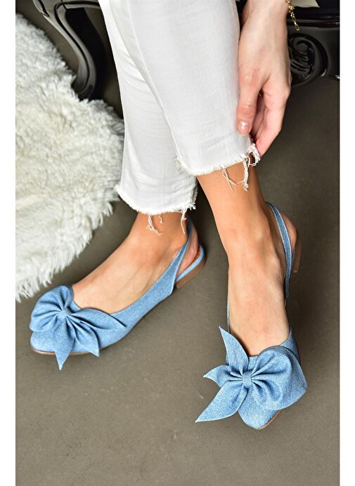 H726809004 Mavi Kot Kumaş Kadın Babet - Görsel 3