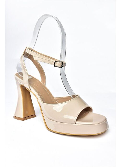 Fox Shoes Bej Kadın Rugan Topuklu Ayakkabı 11123 - Görsel 7