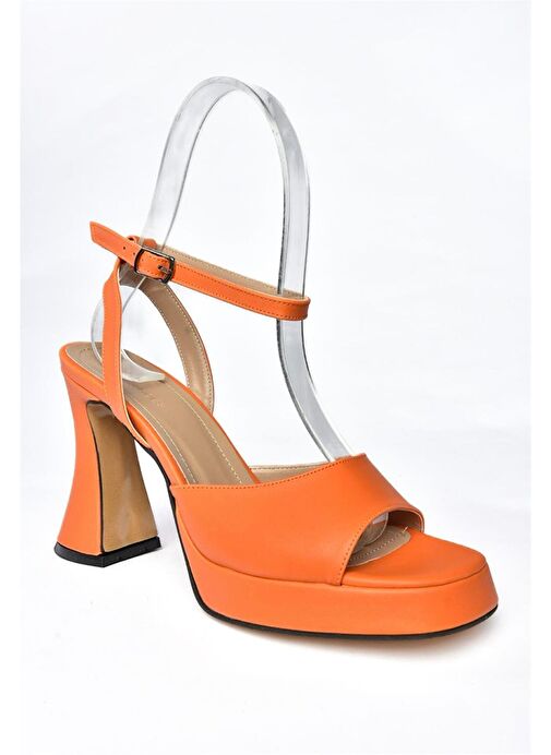P404851009 Turuncu Platform Kalın Topuklu Kadın Ayakkabı - Görsel 7