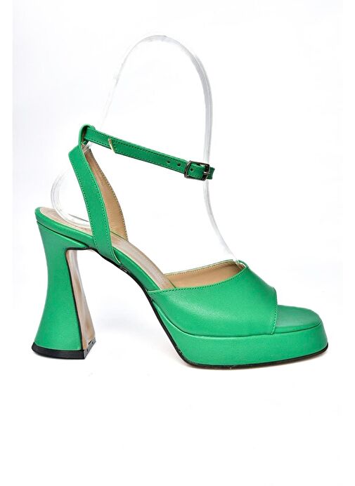 P404851009 Çimen Yeşili Platform Kalın Topuklu Kadın Ayakkabı - Görsel 6