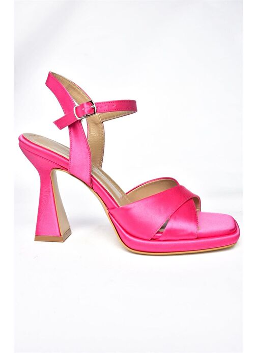 Fox Shoes Fuşya Kadın Saten Abiye Ayakkabı 11218 - Görsel 7