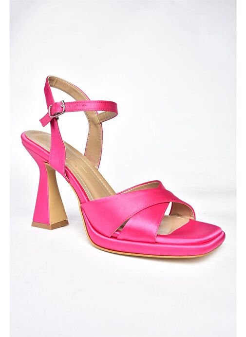 Fox Shoes Fuşya Kadın Saten Abiye Ayakkabı 11218 - Görsel 8