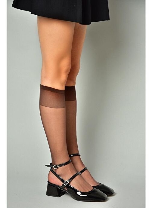 Fox Shoes Siyah Kadın Rugan Topuklu Ayakkabı 11229 - Görsel 3