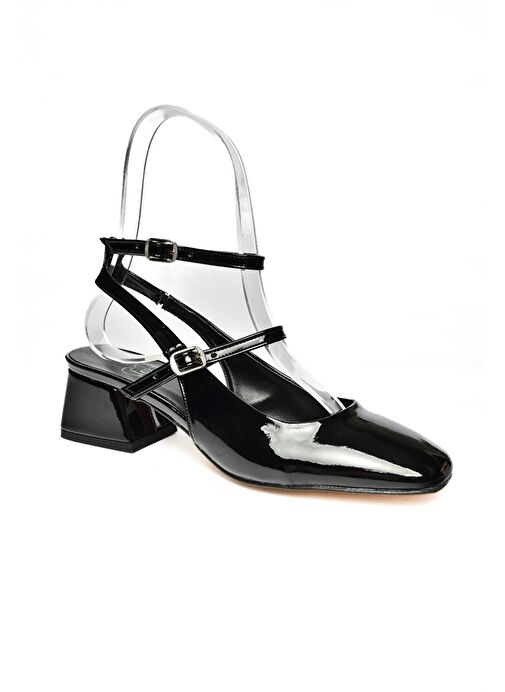 Fox Shoes Siyah Kadın Rugan Topuklu Ayakkabı 11229 - Görsel 9