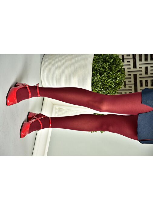 P654137008 Kırmızı Mary Jane Rugan Alçak Topuklu Kadın Ayakkabı Maryjane - Görsel 3