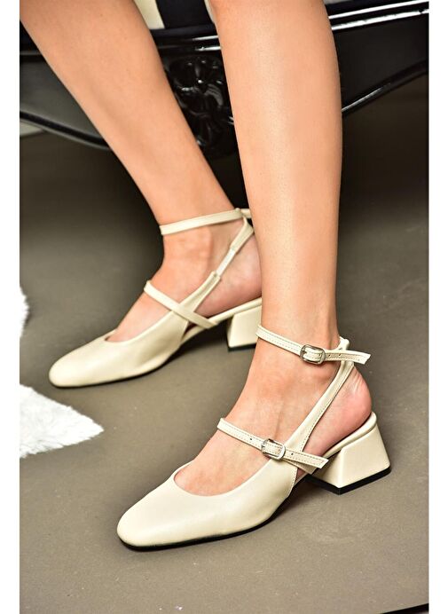 Fox Shoes Bej Kadın Topuklu Ayakkabı 11235 - Görsel 2