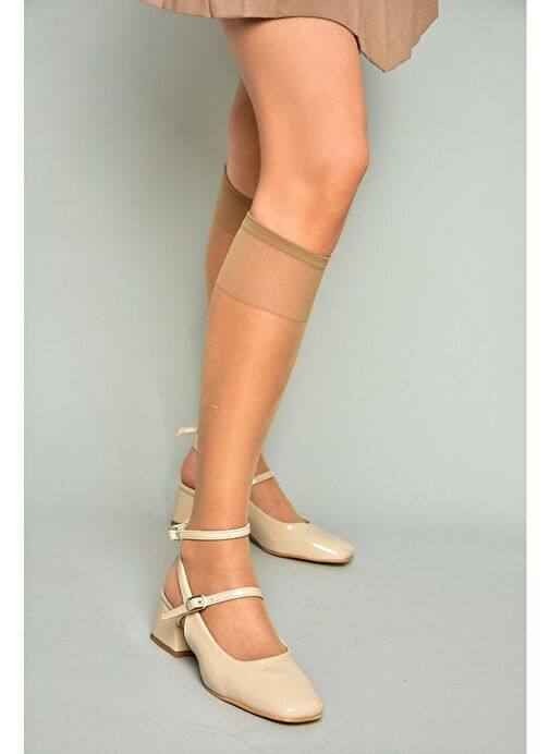 Fox Shoes Bej Kadın Topuklu Ayakkabı 11235 - Görsel 4