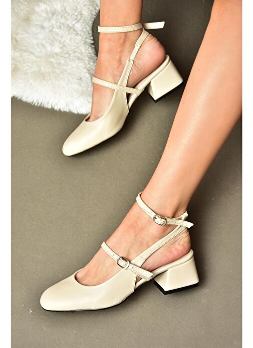 Fox Shoes Bej Kadın Topuklu Ayakkabı 11235 - Görsel 6