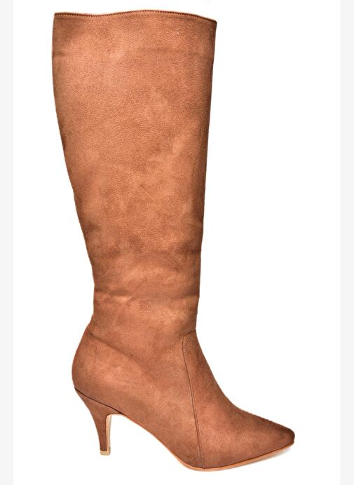 R372453002 Taba Süet İnce Topuklu Kadın Çizme - Görsel 7