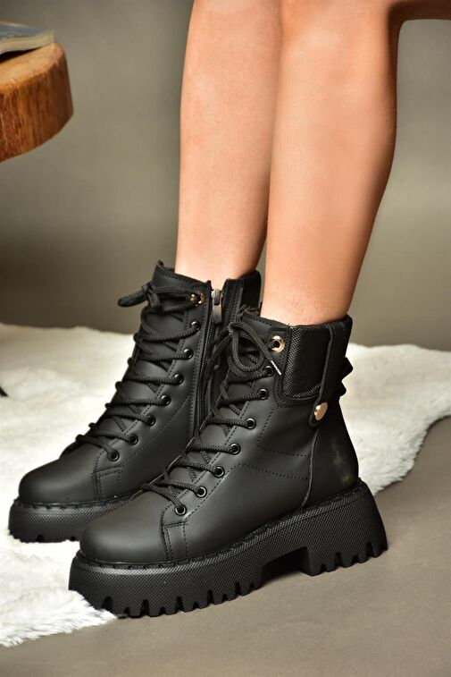 R973970109 Siyah Kalın Tabanlı Günlük Kadın Bot - Görsel 3