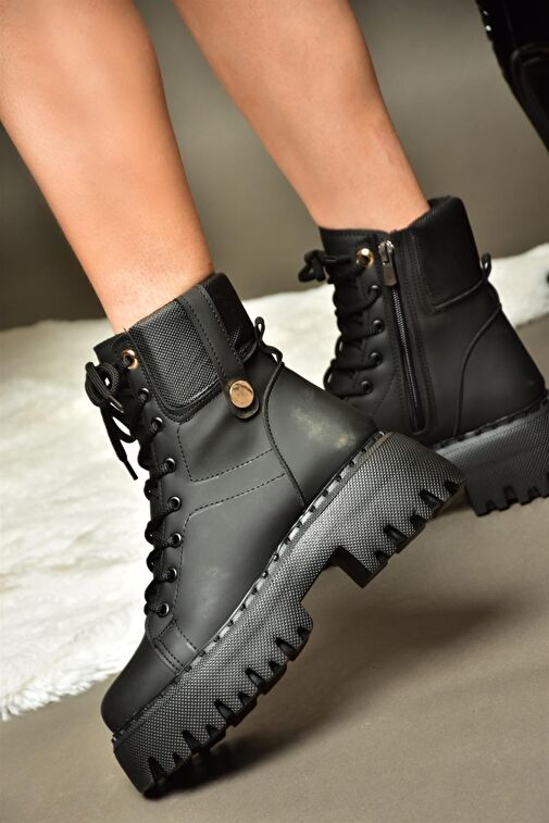 R973970109 Siyah Kalın Tabanlı Günlük Kadın Bot - Görsel 6