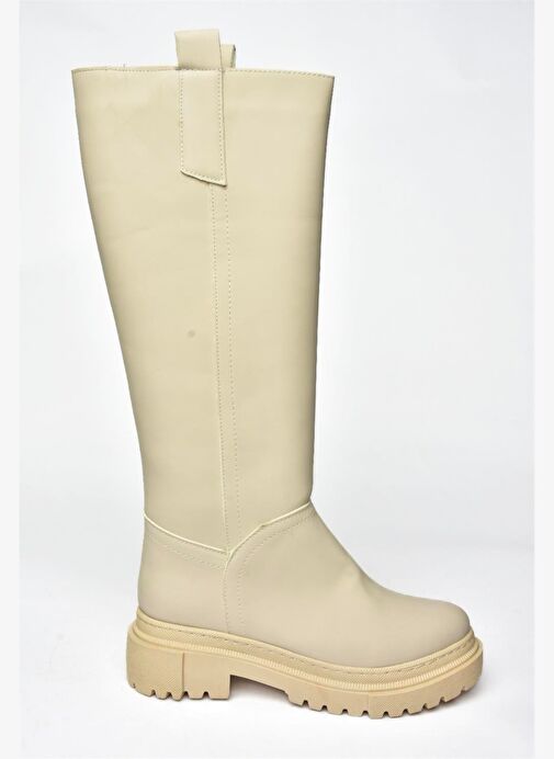 R973201109 Bej Kalın Tabanlı Kadın Çizme - Görsel 6