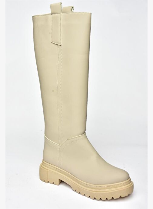 R973201109 Bej Kalın Tabanlı Kadın Çizme - Görsel 7