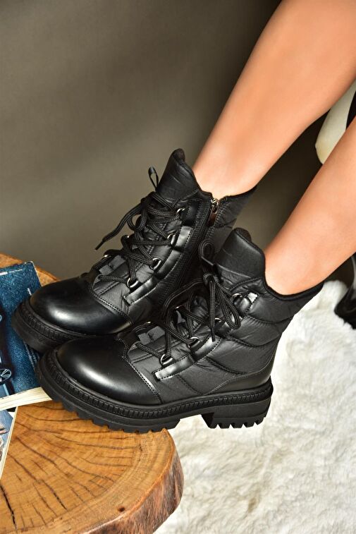 R274510004 Siyah Kumaş Kalın Tabanlı Kadın Bot - Görsel 2