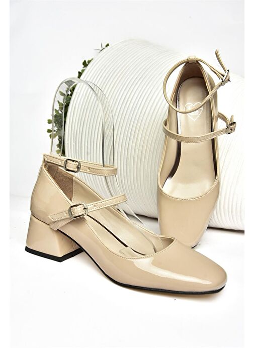 Fox Shoes Bej Kadın Rugan Topuklu Ayakkabı 11271 - Görsel 7