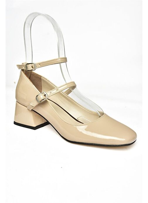 Fox Shoes Bej Kadın Rugan Topuklu Ayakkabı 11271 - Görsel 8