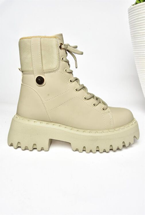 R973970109 Bej Kalın Tabanlı Kadın Bot - Görsel 9