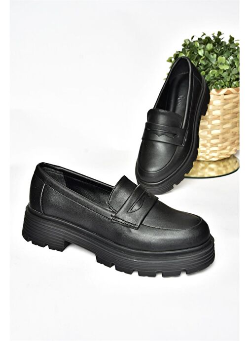 R996092009 Siyah Kalın Tabanlı Günlük Kadın Ayakkabı - Görsel 6