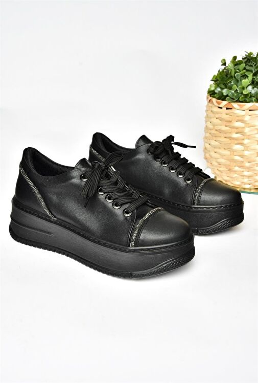 R274217509 Siyah Kalın Tabanlı Spor Ayakkabı Sneakers - Görsel 7