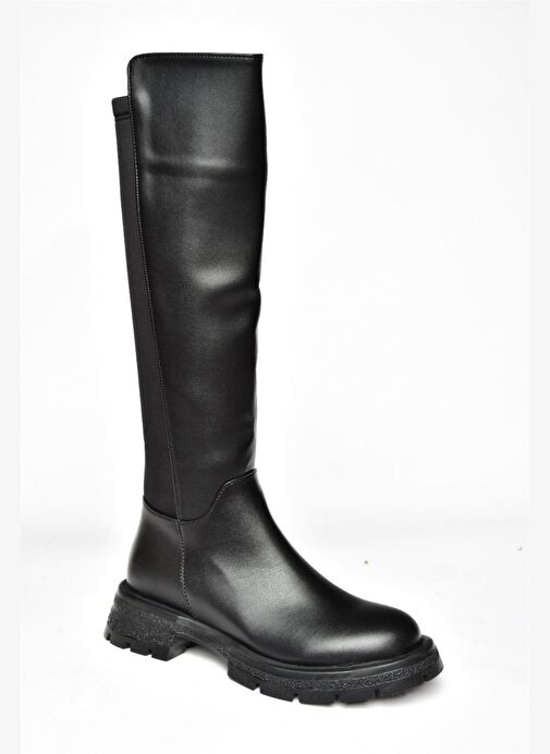 R518242209 Siyah Arkası Lastik Detaylı Kadın Çizme - Görsel 7