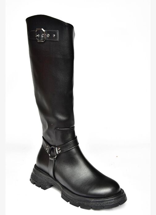 R518296309 Siyah Fermuarlı Kadın Çizme - Görsel 8