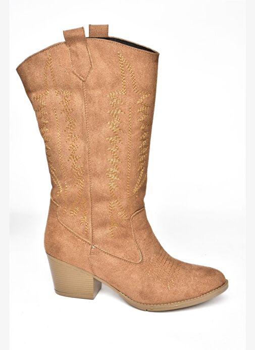 R973934002 Taba Süet Kovboy Model Kadın Çizme - Görsel 8